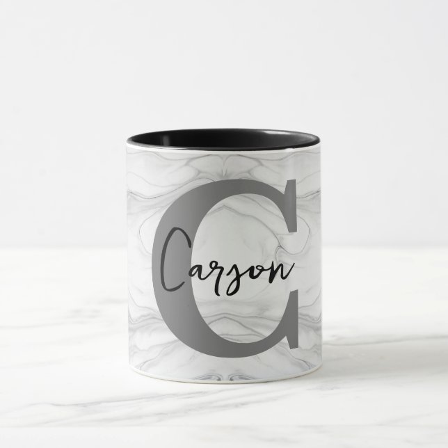 Caneca Letra C Monograma de Mármore Moderna e Clássica (Centro)