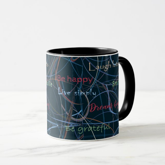 Caneca Letra colorida e preta e abstração (Frente Esquerda)