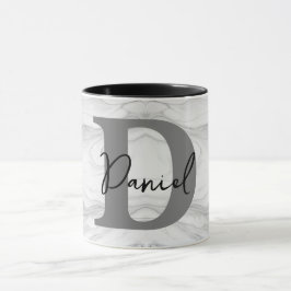 Caneca Letra D Monograma de Mármore Clássico e Moderno