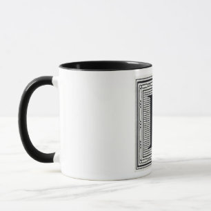 Caneca Letra de bloco "L" inicial de Woodblock do Woodcut