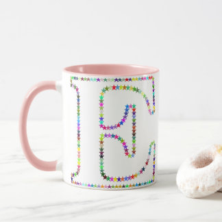 Caneca Letra E da estrela do arco-íris