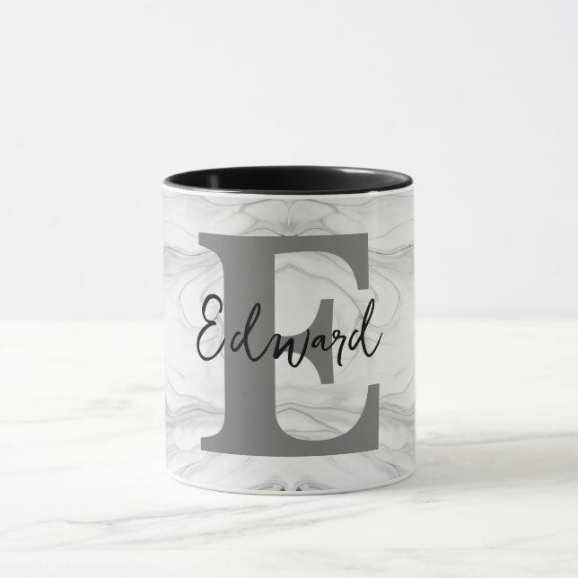 Caneca Letra E Monograma de Mármore Clássico e Moderno (Centro)