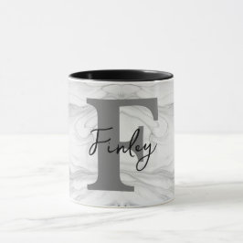 Caneca Letra F Monograma de Mármore Clássico e Moderno