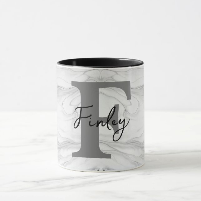 Caneca Letra F Monograma de Mármore Clássico e Moderno (Centro)