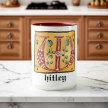 Letra Floral Iluminada Medieval W Monograma Mug