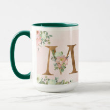 Letra floral 'M' Mug