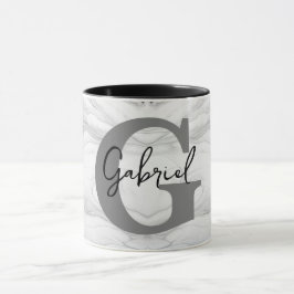 Caneca Letra G de Monograma de Mármore Moderno e Clássico