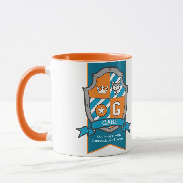 Caneca Letra gabe G crest orange teal name (Esquerda)