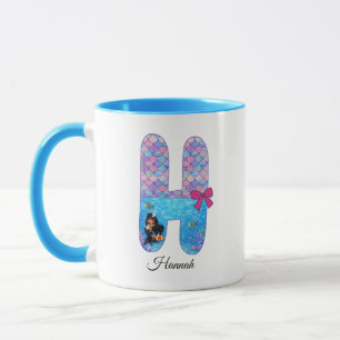 Caneca Letra H do Alfabeto de Sereia Personalizada