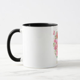 Caneca Letra I Monograma Floral e Dourada de Aquarela