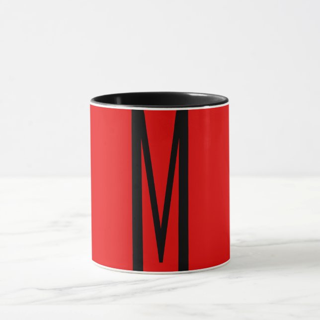 Caneca Letra inicial Monograma Estilo moderno vermelho pr (Centro)