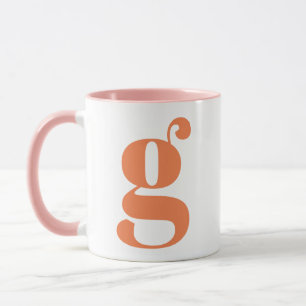 Caneca Letra Inicial Monograma Moderno Laranja Rosa