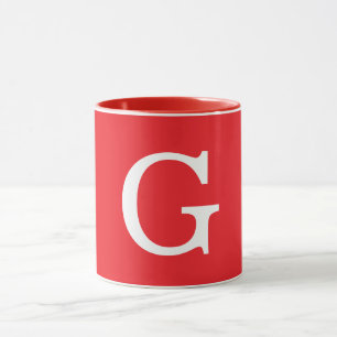 Caneca Letra Inicial Monograma Vermelho Branco Simples