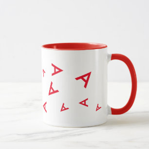 Caneca letra inicial personalizada A tipografia vermelha