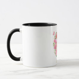 Caneca Letra J Monograma Floral e Dourada com Aquarela