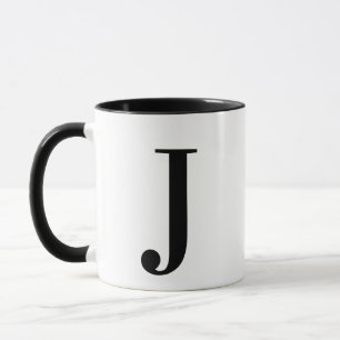 Caneca Letra J Monograma Preta Personalizada