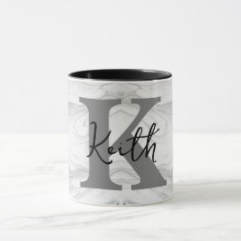 Caneca Letra K Monograma de Mármore Clássico e Moderno