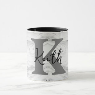 Caneca Letra K Monograma de Mármore Clássico e Moderno