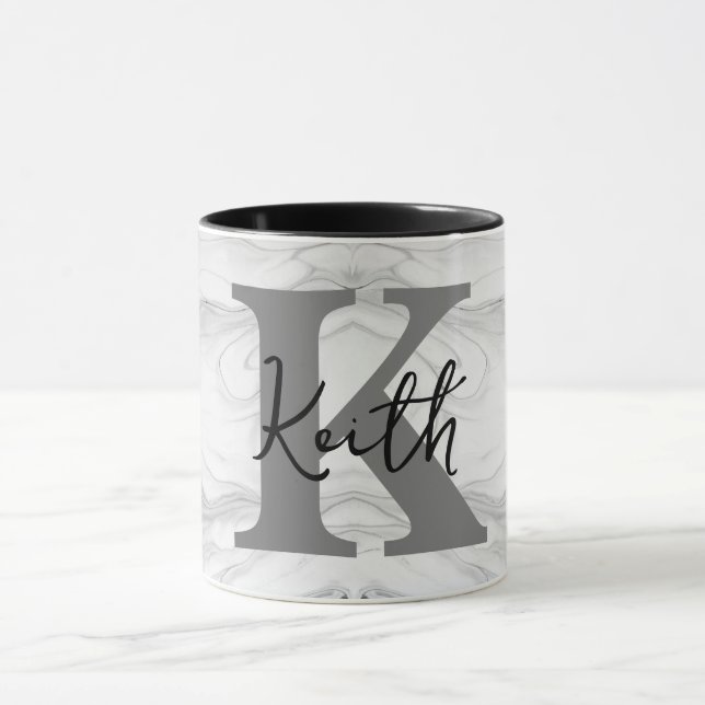 Caneca Letra K Monograma de Mármore Clássico e Moderno (Centro)