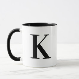 Caneca Letra K Monograma Preta Personalizada