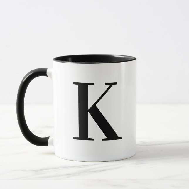 Caneca Letra K Monograma Preta Personalizada (Esquerda)