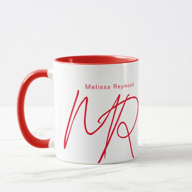 Caneca Letra Minúscula Script Monograma Vermelho (Esquerda)