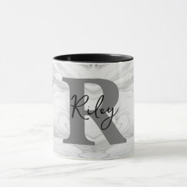Caneca Letra Monograma em Mármore Moderna e Clássica R
