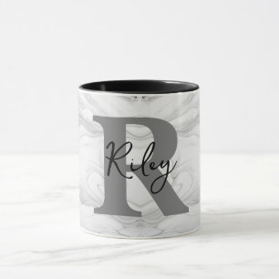 Caneca Letra Monograma em Mármore Moderna e Clássica R