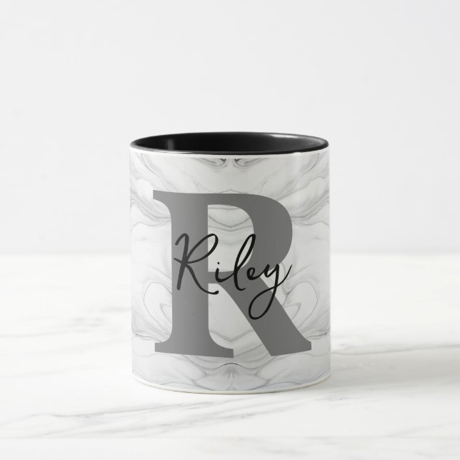 Caneca Letra Monograma em Mármore Moderna e Clássica R (Centro)
