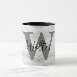 Caneca Letra Monograma em Mármore Moderno e Clássico W