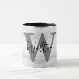 Caneca Letra Monograma em Mármore Moderno e Clássico W