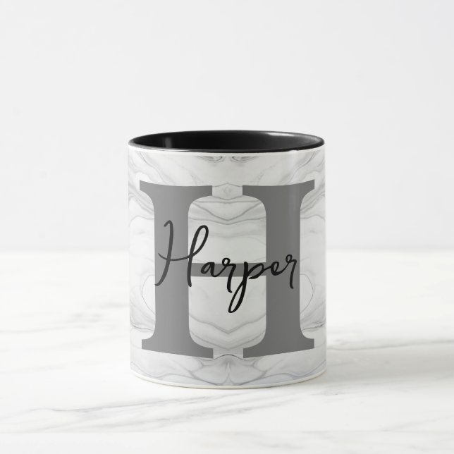 Caneca Letra Monograma H em Mármore Moderna e Clássica (Centro)