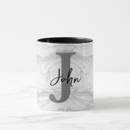Caneca Letra Monograma J em Mármore Moderna e Clássica