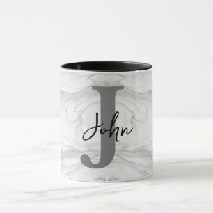 Caneca Letra Monograma J em Mármore Moderna e Clássica