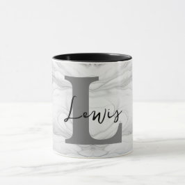 Caneca Letra Monograma L em Mármore Moderna e Clássica