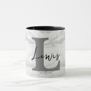 Caneca Letra Monograma L em Mármore Moderna e Clássica