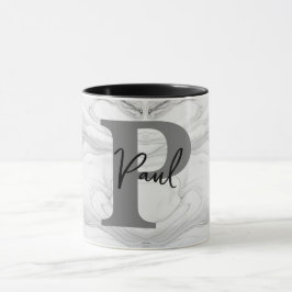Caneca Letra Monograma P em Mármore Moderna e Clássica