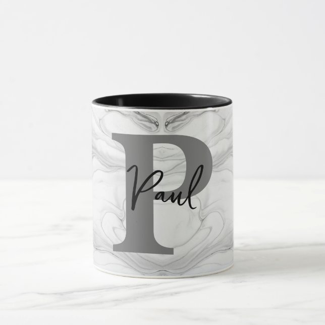 Caneca Letra Monograma P em Mármore Moderna e Clássica (Centro)