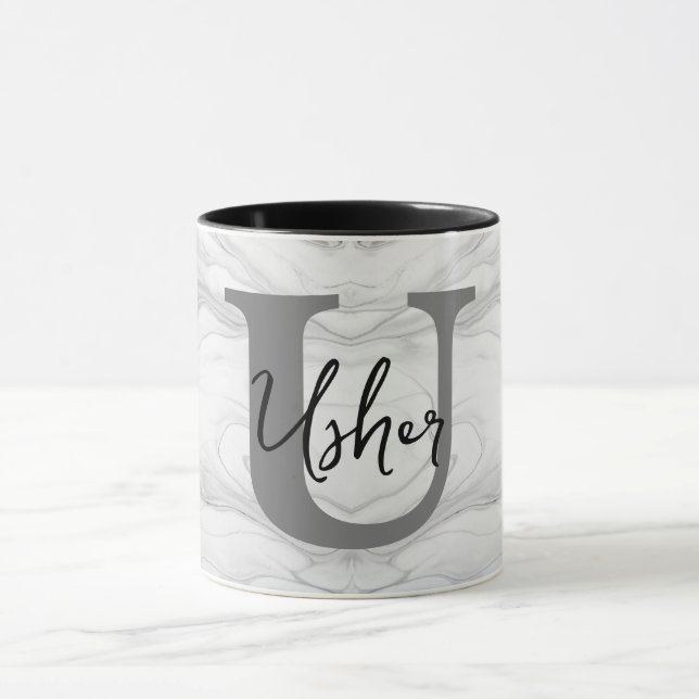 Caneca Letra Monograma U em Mármore Moderna e Clássica (Centro)
