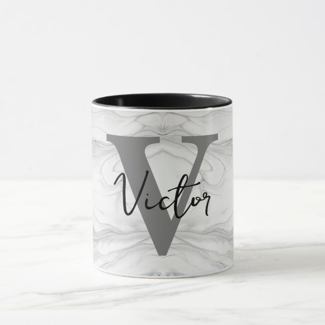 Caneca Letra Monograma V em Mármore Moderna e Clássica (Centro)