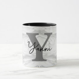 Caneca Letra Monograma Y em Mármore Moderna e Clássica