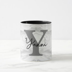 Caneca Letra Monograma Y em Mármore Moderna e Clássica