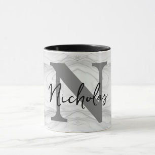 Caneca Letra N de Monograma de Mármore Clássico e Moderno