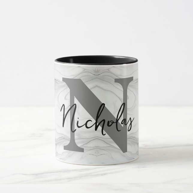 Caneca Letra N de Monograma de Mármore Clássico e Moderno (Centro)