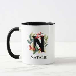 Caneca Letra N Monograma Verruga de Natal Inicial