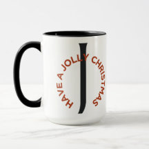 Letra Negra J Texto Vermelho tem um Natal Jolly