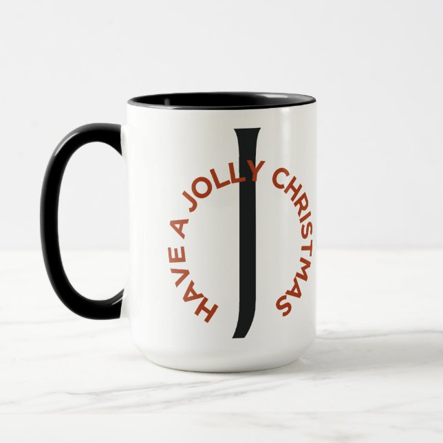 Caneca Letra Negra J Texto Vermelho tem um Natal Jolly (Esquerda)