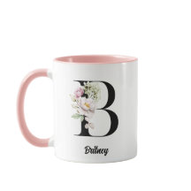 Letra Negra Monograma Flores de Aquarela