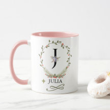 Letra oral cúbica J Monograma Mug