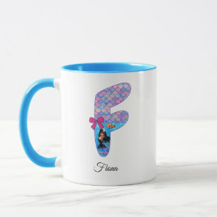 Caneca Letra Personalizada de Sereia Alfabeto F 